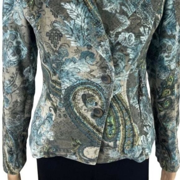 Javier Simorra Barcelona floral paisley blazer jacket lined shoulder pads size 4 - Picture 5 of 12